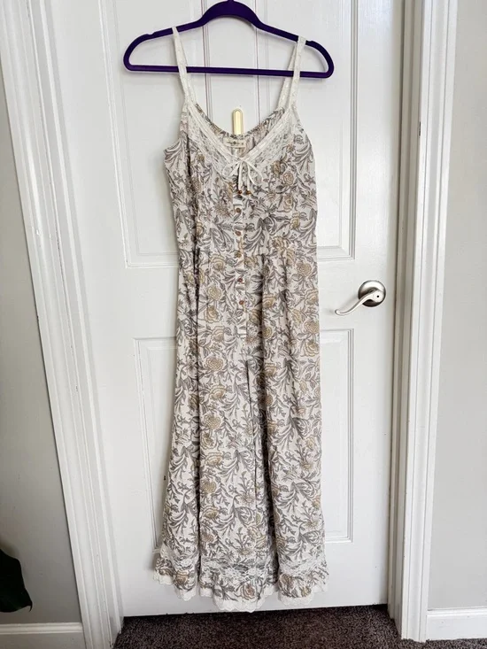 NATURAL LIFE Cotton And Lace Vintage Vines White Jumpsuit Size M - Picture 6 of 8